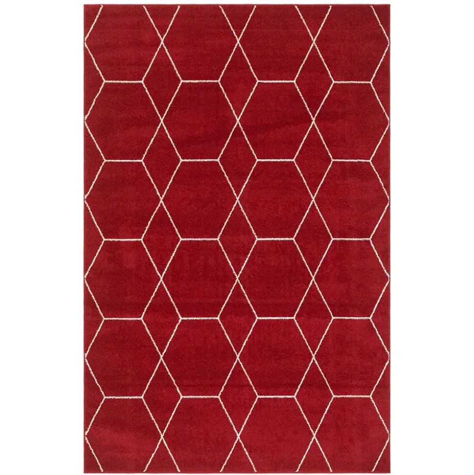 Designteppich in Rot und Creme - Kermita