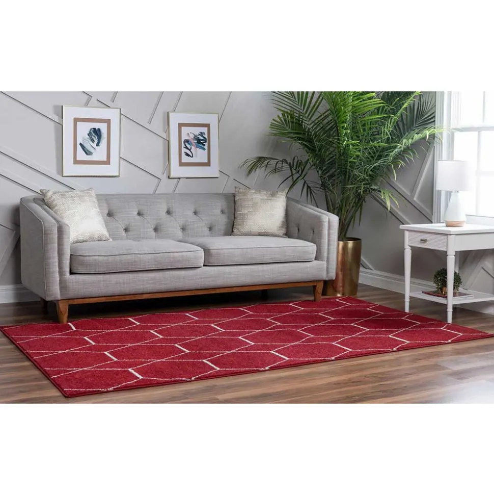 Designteppich in Rot und Creme - Kermita