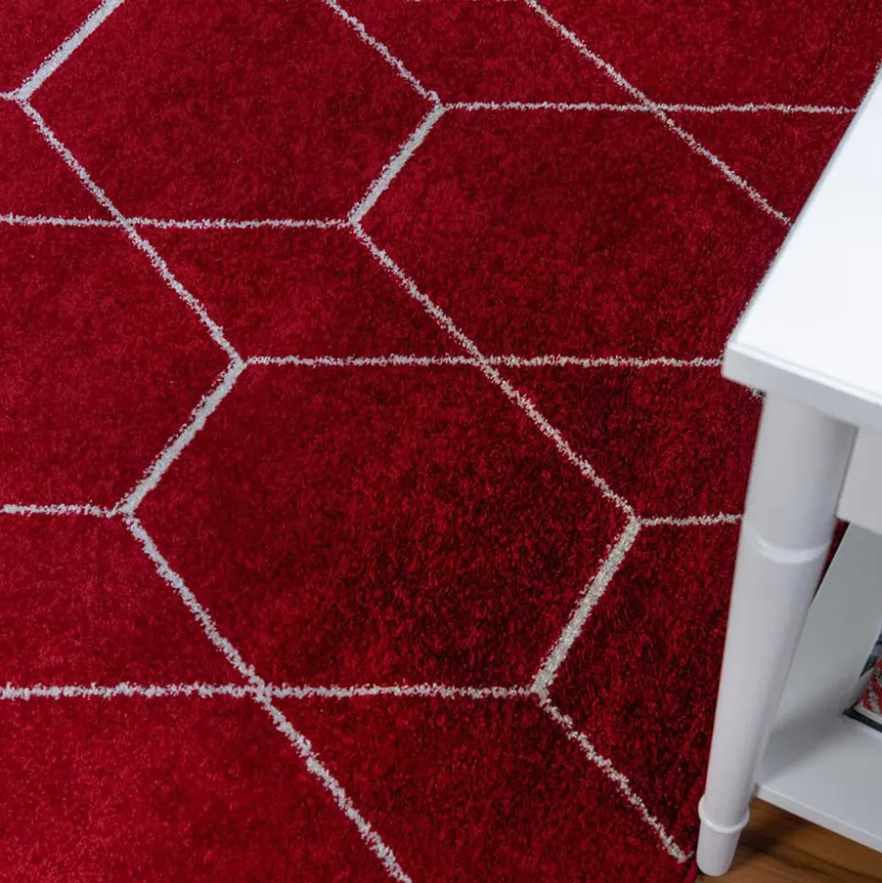 Designteppich in Rot und Creme - Kermita