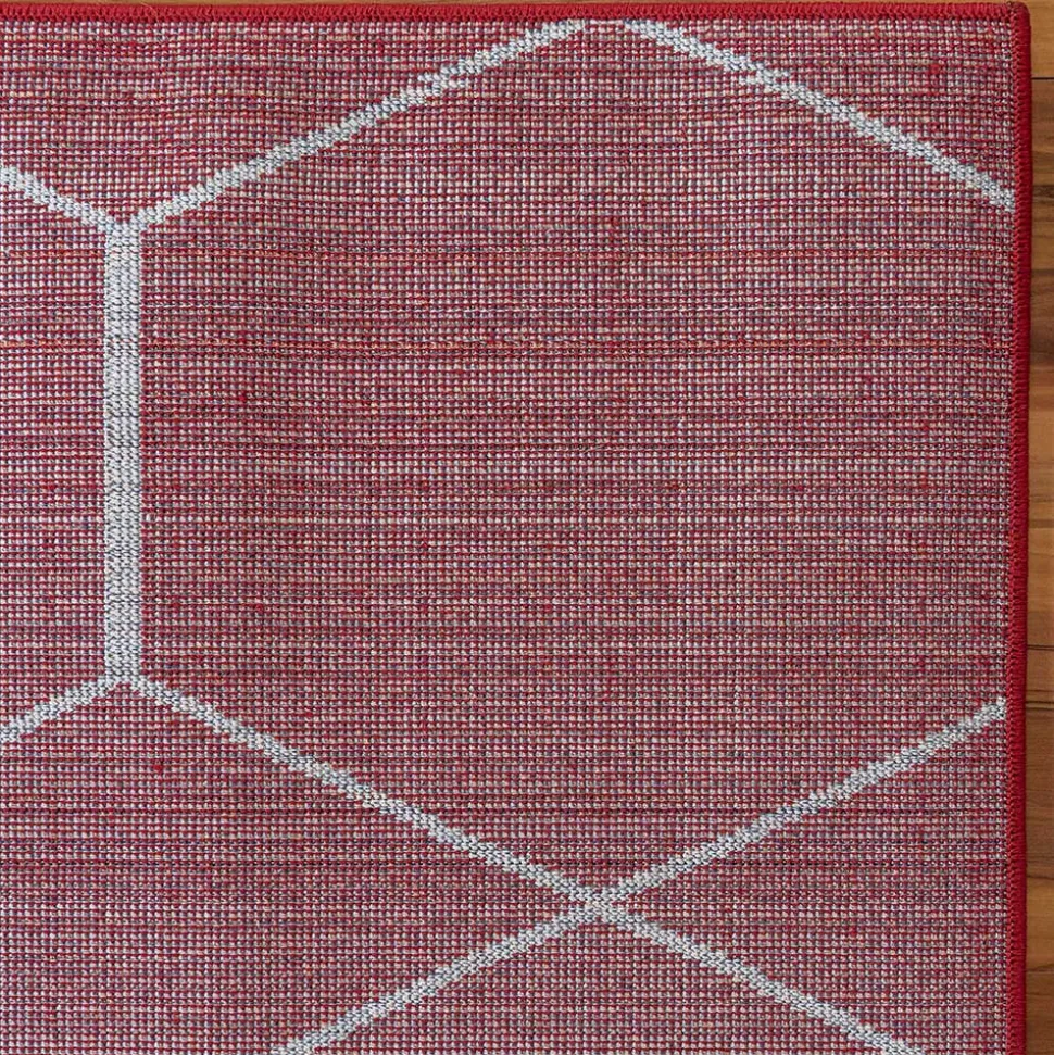 Designteppich in Rot und Creme - Kermita