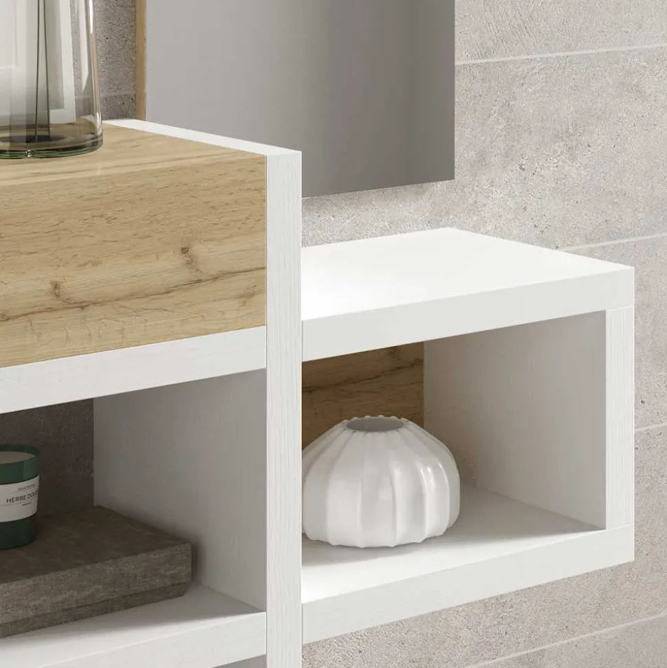 Dielen Möbel & Spiegel in Weiß & Wildeiche - Polaris (zweiteilig)