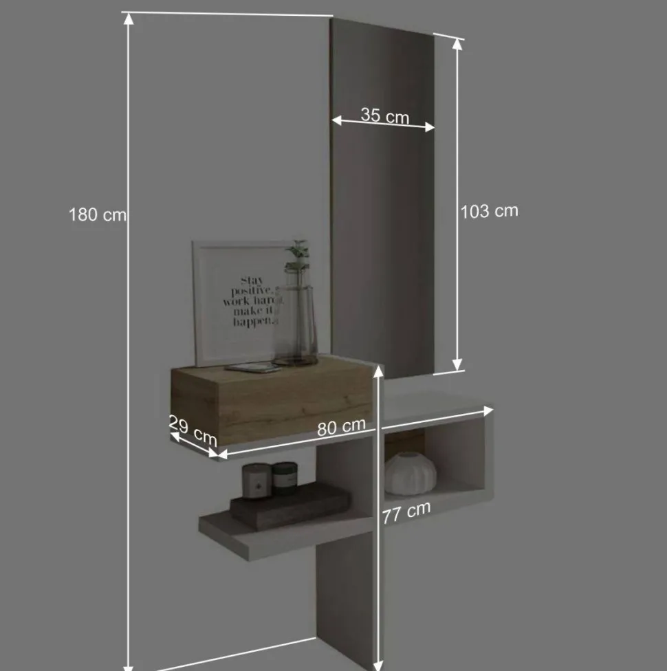 Dielen Möbel & Spiegel in Weiß & Wildeiche - Polaris (zweiteilig)
