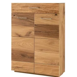 Dielen Set mit Balkeneiche Furnier & Spiegel Macusos & Glas Anthrazit (vierteilig)