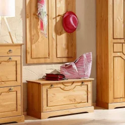 Dielenbank mit Schuhklappe aus Massivholz - Edranov