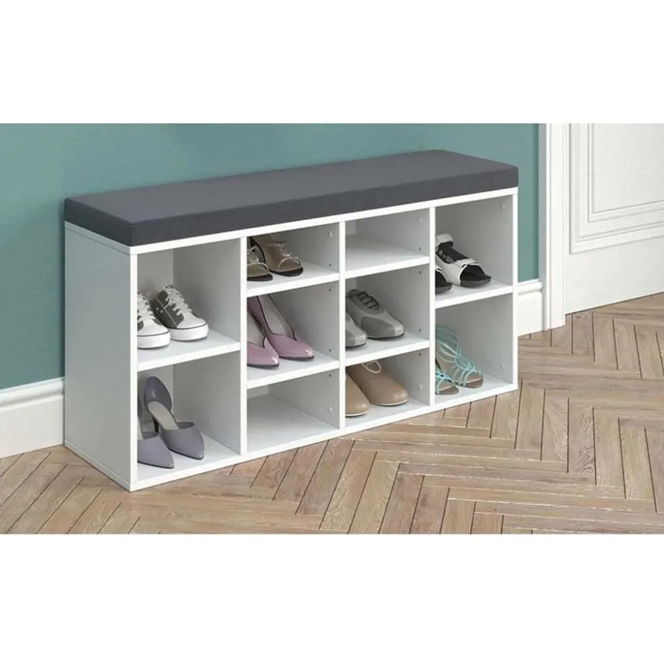 Dielenbank Schuhregal in Weiß - Melramon