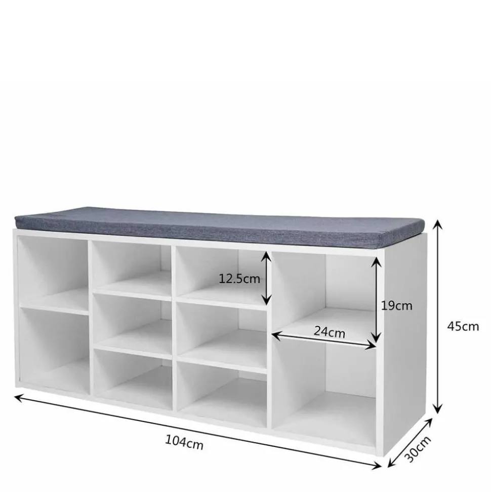 Dielenbank Schuhregal in Weiß - Melramon