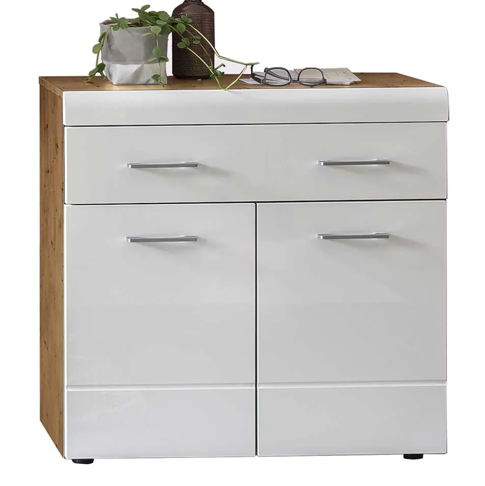 Dielenkommode in Weiß Hochglanz - Laurela