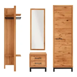 Dielenmöbel aus Kernbuche & Eisen - Dimphi (vierteilig)