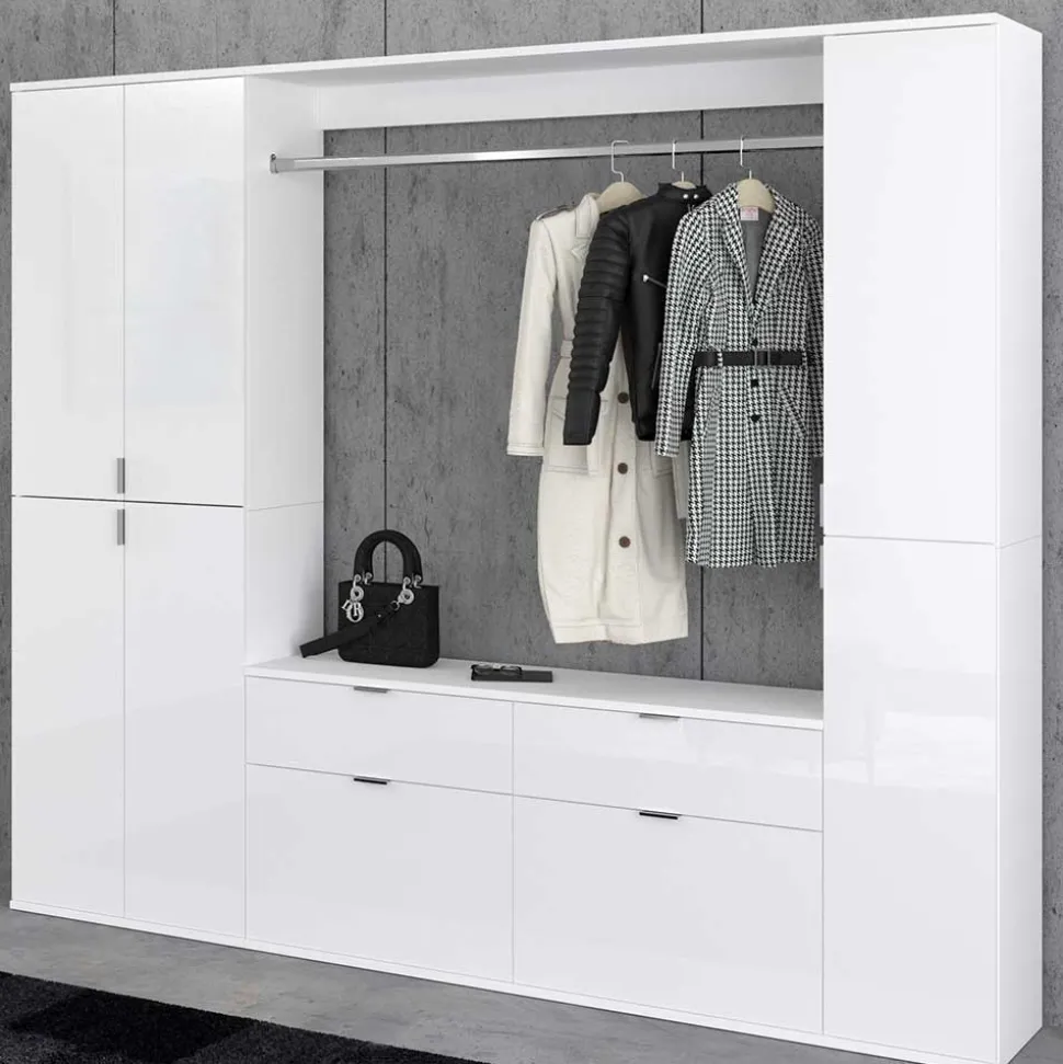 Dielenmöbel Kombi Block in Weiß HG - Ejulia (dreiteilig)