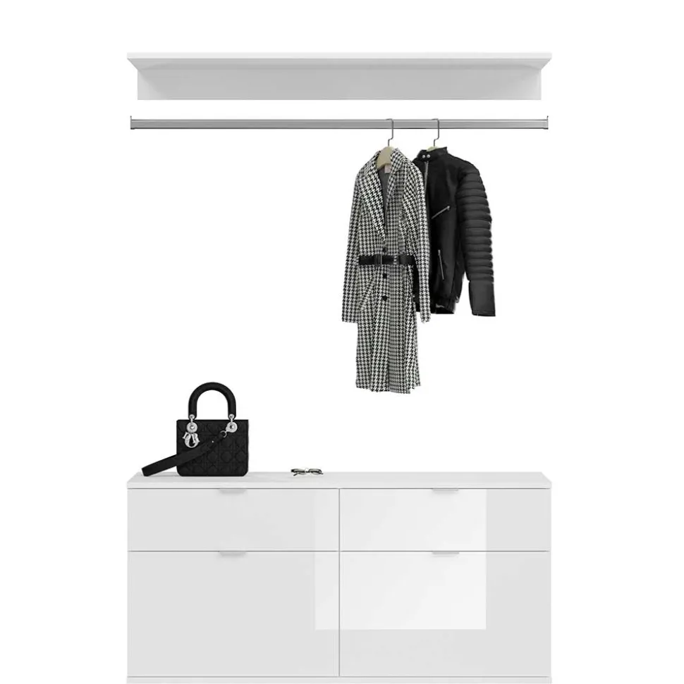 Dielenmöbel Kombi Block in Weiß HG - Ejulia (dreiteilig)