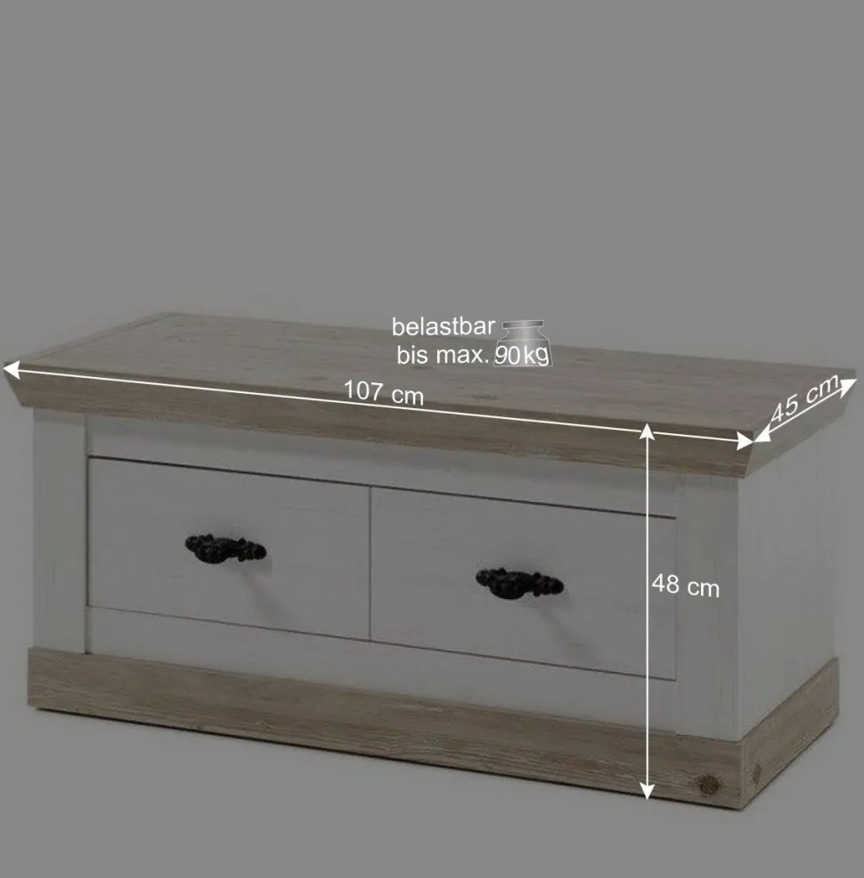 Dielenmöbel Kombi im Country Look - Nedita (dreiteilig)