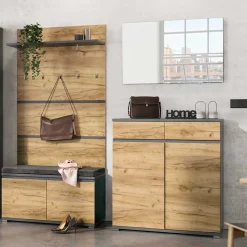 Dielenmöbel Set in Dekor Wildeiche - Orsecca (vierteilig)