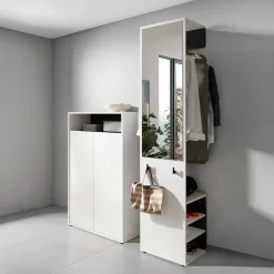 Dielenmöbel Set in Weiß mit Schwarz - Carcoar (zweiteilig)