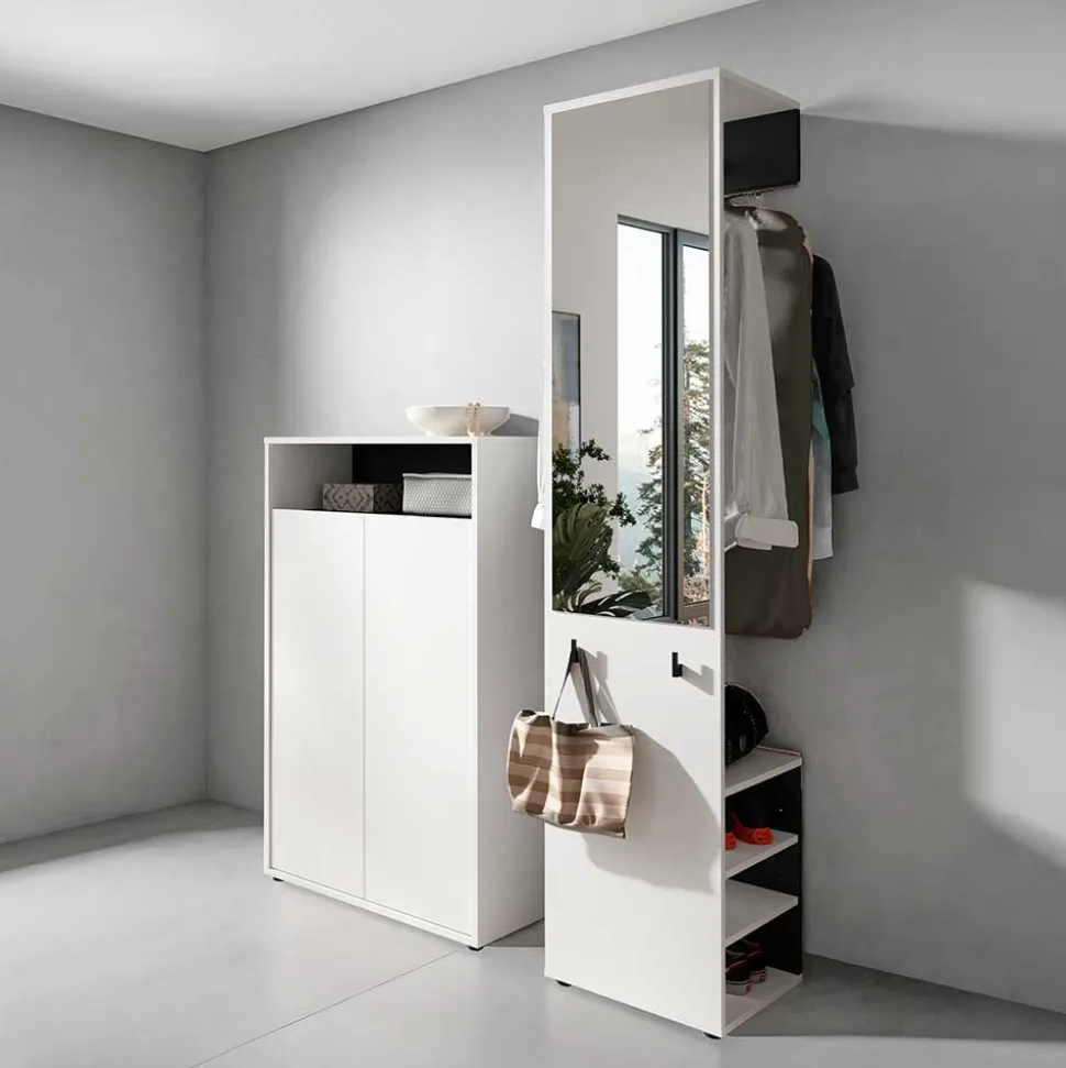 Dielenmöbel Set in Weiß mit Schwarz - Carcoar (zweiteilig)