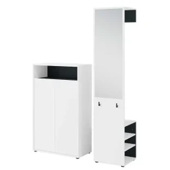 Dielenmöbel Set in Weiß mit Schwarz - Carcoar (zweiteilig)