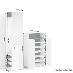 Dielenmöbel Set in Weiß mit Schwarz - Carcoar (zweiteilig)