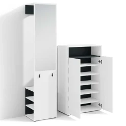 Dielenmöbel Set in Weiß mit Schwarz - Carcoar (zweiteilig)