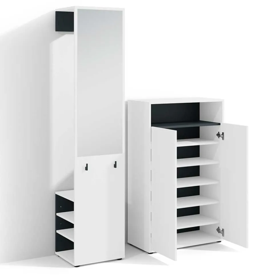 Dielenmöbel Set in Weiß mit Schwarz - Carcoar (zweiteilig)