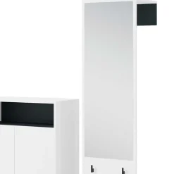 Dielenmöbel Set in Weiß mit Schwarz - Carcoar (zweiteilig)