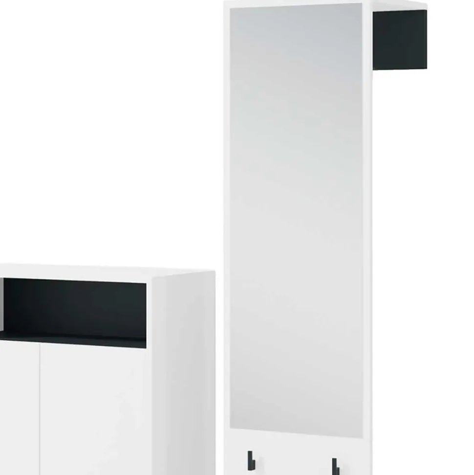 Dielenmöbel Set in Weiß mit Schwarz - Carcoar (zweiteilig)