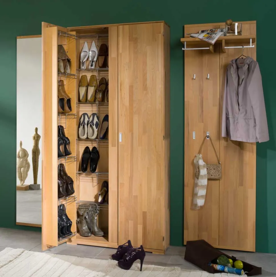 Dielenmöbel Set Wislama aus Kernbuche Massivholz (dreiteilig)