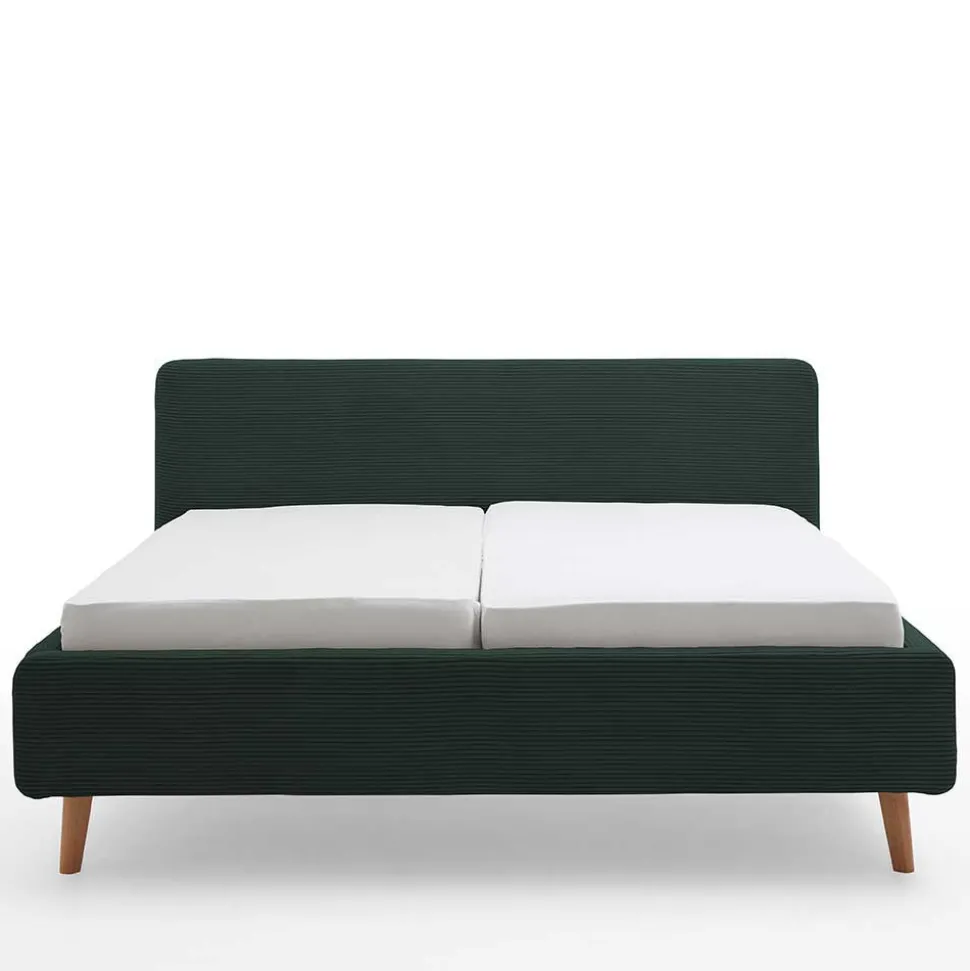 Doppelbett in Dunkelgrün Cord - Topra