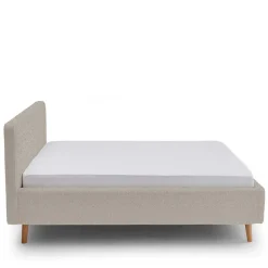Doppelbett mit Bettkasten in Beige Webplüsch - Samuele