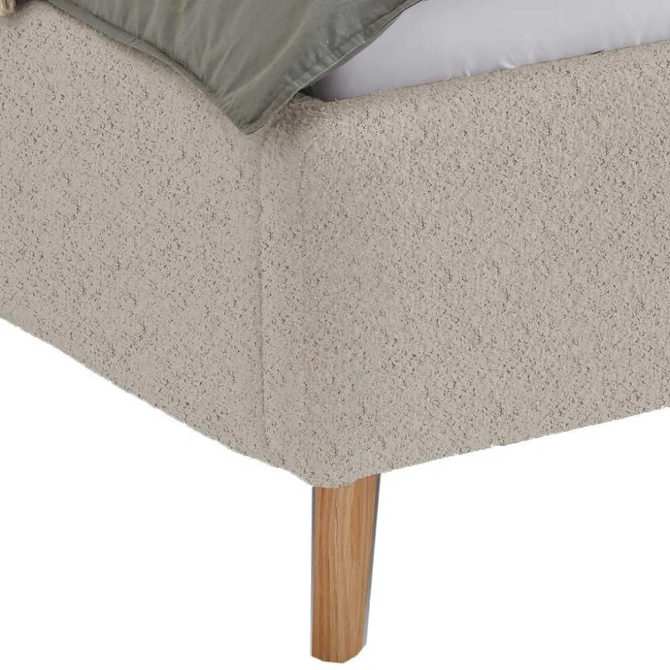 Doppelbett mit Bettkasten in Beige Webplüsch - Samuele