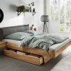 Doppelbett mit zwei Bettkästen aus Wildeiche - Zennian