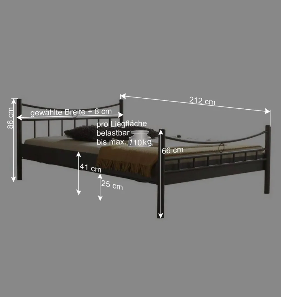 Doppelbett Ramona aus Metall