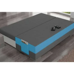 Doppelschlafsofa in Grau und Türkis Blau - Lician