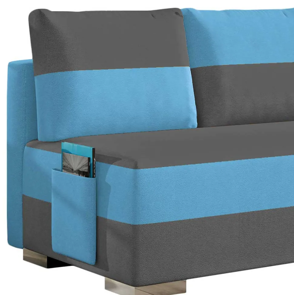 Doppelschlafsofa in Grau und Türkis Blau - Lician