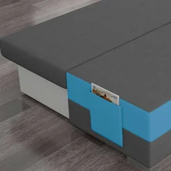 Doppelschlafsofa in Grau und Türkis Blau - Lician