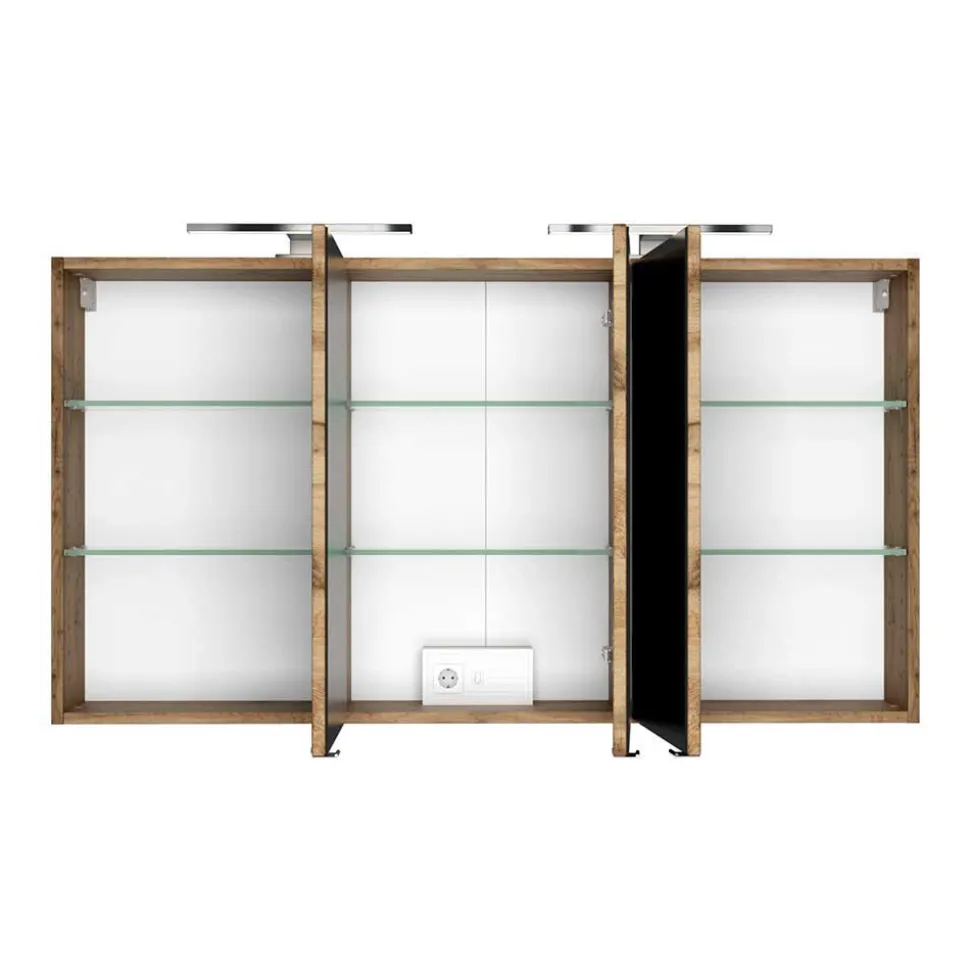 Doppelter Waschtisch mit Spiegelschrank - Athrin (dreiteilig)