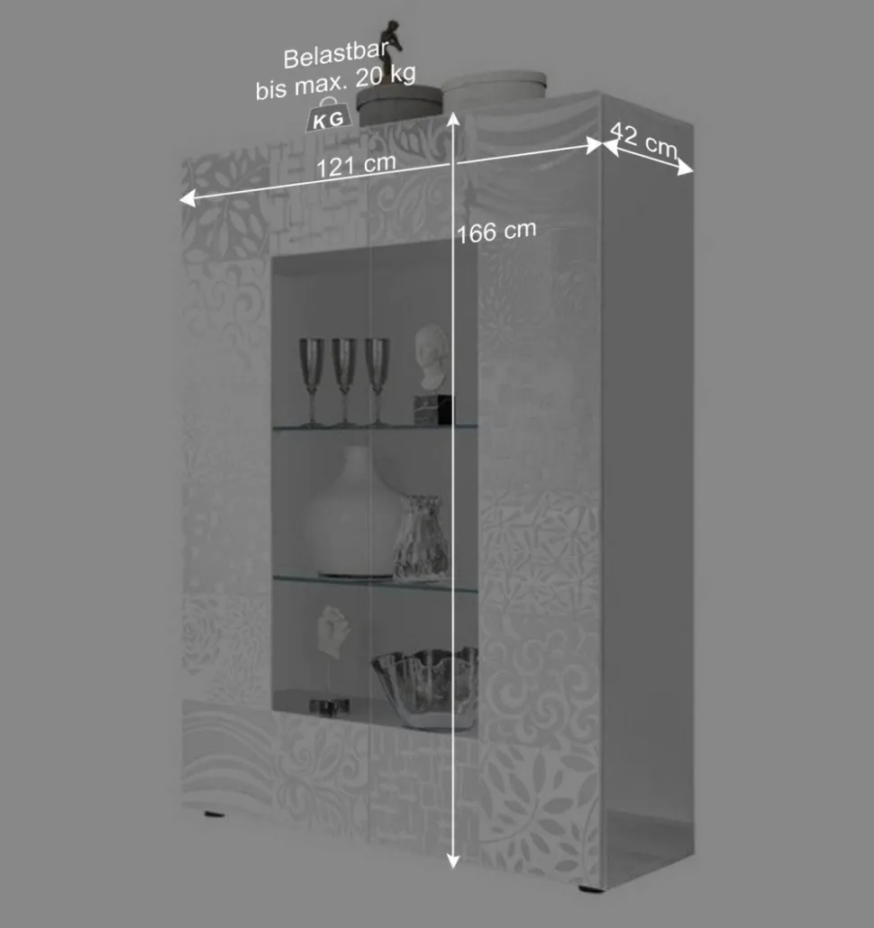 Doppeltür Designvitrine in Weiß - Vascaub