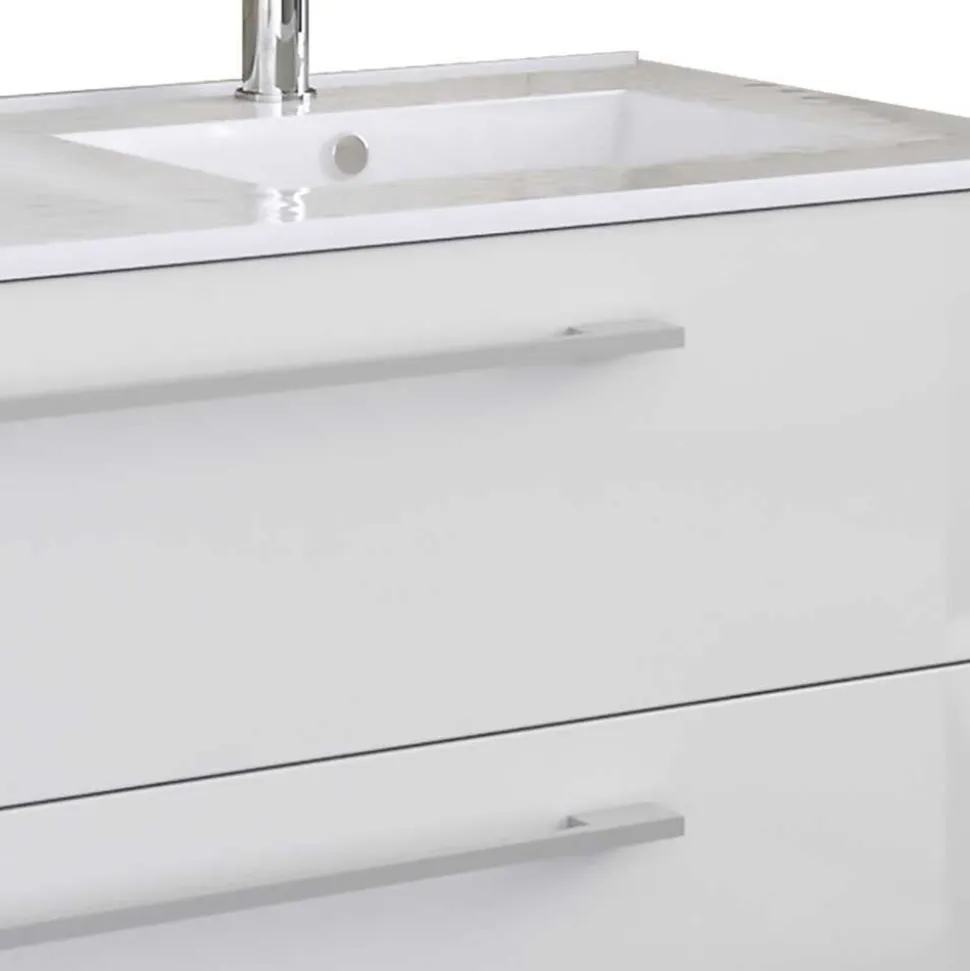 Doppel-Waschbecken Waschtisch in Weiß - Matsu (zweiteilig)