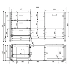 Doppel-Waschplatz & zwei Spiegel - Forawas (dreiteilig)