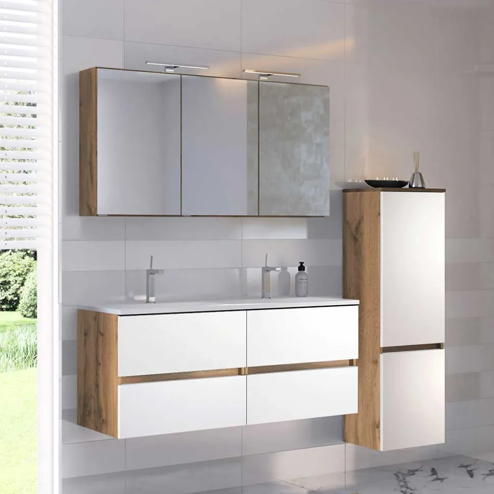 Doppel-Waschtisch & Bad Schränke - Maklesa I (dreiteilig)