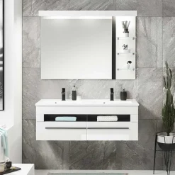 Doppel-Waschtisch & LED Spiegel - Ingmesan (zweiteilig)