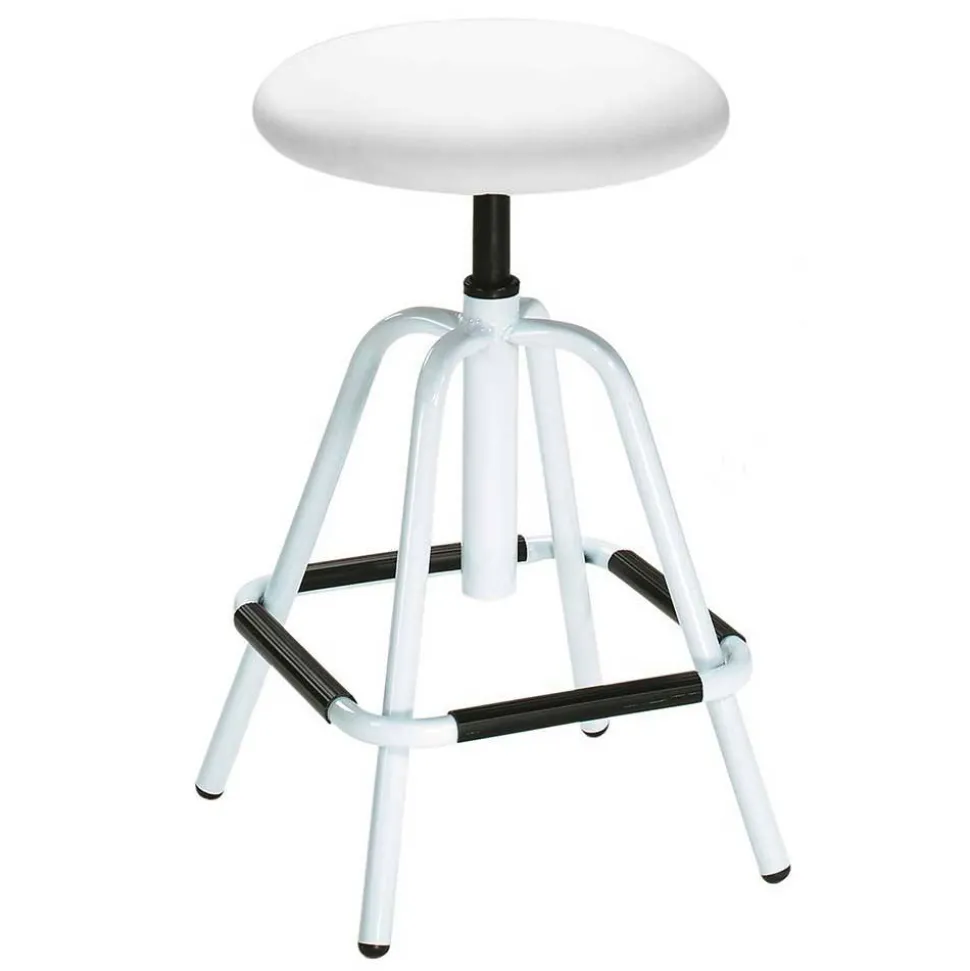 Drehbarer Arbeitshocker in Weiß mit Schwarz - Zengos