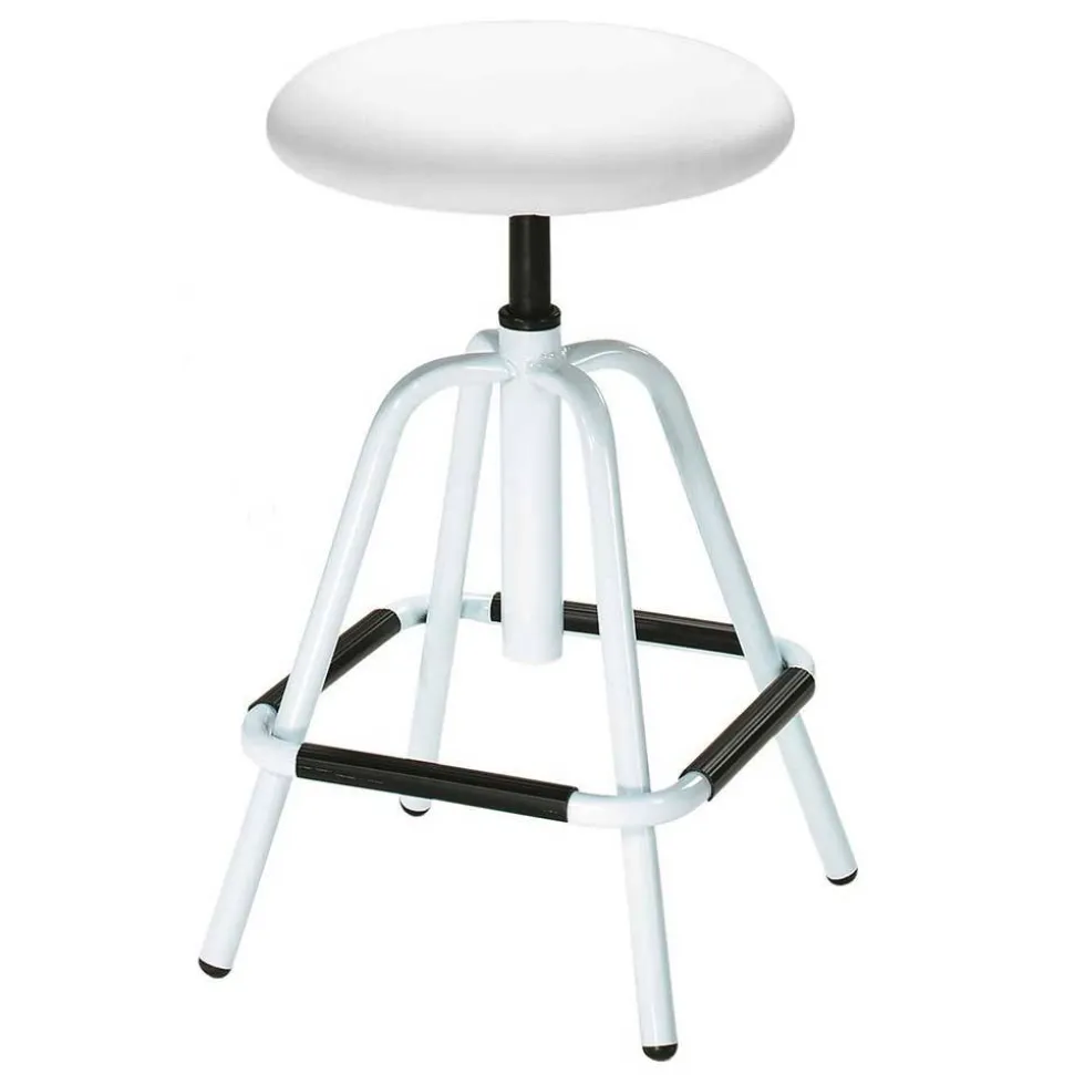 Drehbarer Arbeitshocker in Weiß mit Schwarz - Zengos