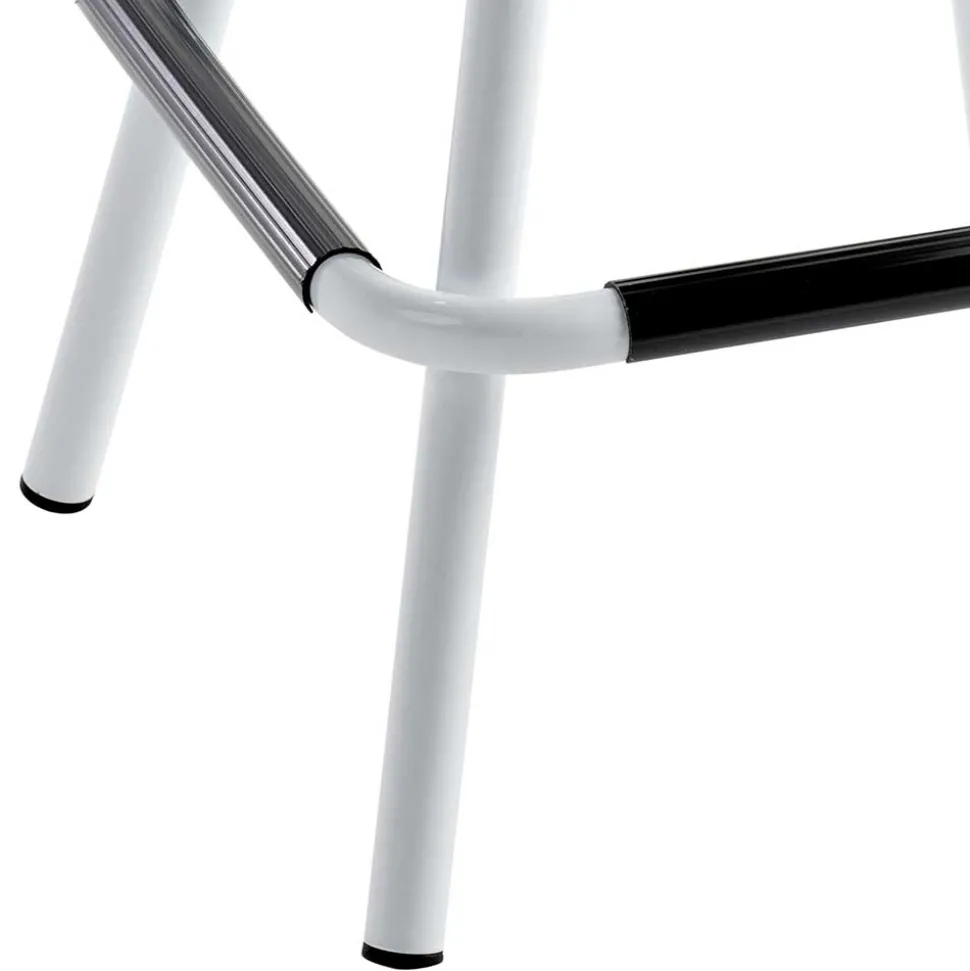 Drehbarer Arbeitshocker in Weiß mit Schwarz - Zengos