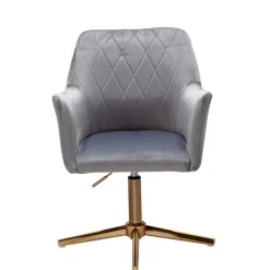 Drehbarer Armlehnenstuhl aus grauem Samt - Iniziola