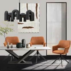 Drehbarer Armlehnenstuhl in Cognac Braun - Cabelia (2er Set)