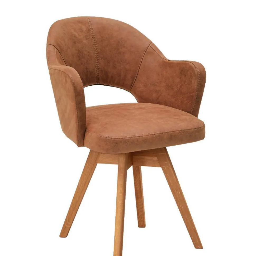 Drehbarer Armlehnenstuhl in Cognac Braun - Finallo