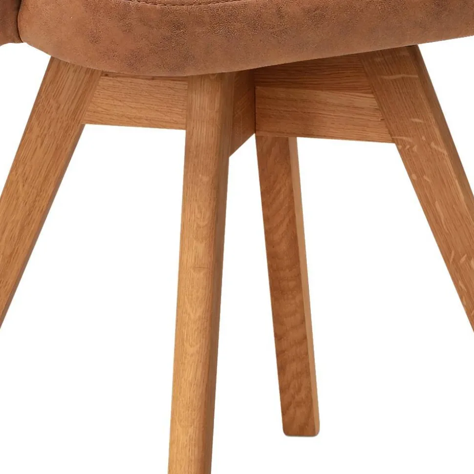 Drehbarer Armlehnenstuhl in Cognac Braun - Finallo