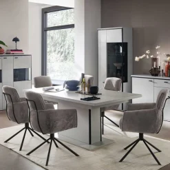 Drehbarer Esstischstuhl in Taupe - Linette (2er Set)