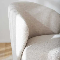 Drehbarer Lesesessel in Cremeweiß Boucle - Cleas