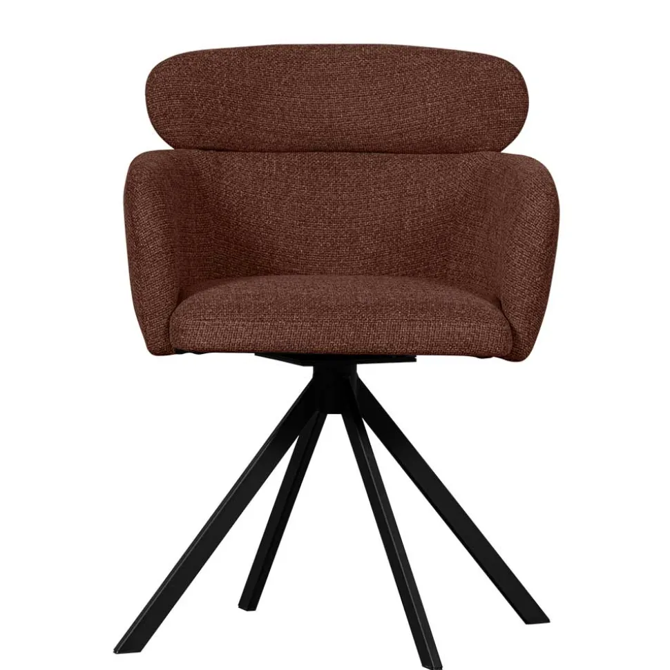 Drehbarer Polsterstuhl in Kastanienbraun Stoff - Rajavo (2er Set)