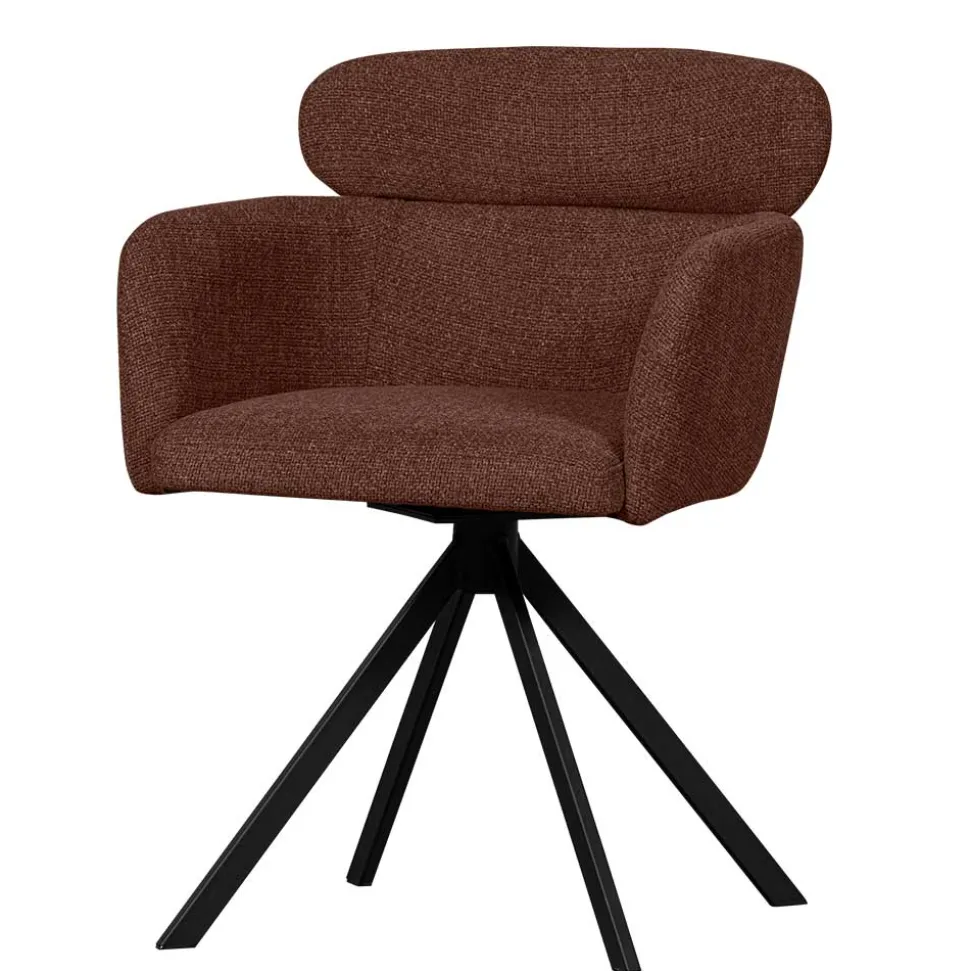 Drehbarer Polsterstuhl in Kastanienbraun Stoff - Rajavo (2er Set)